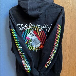 Green Day Black Hoodie with Unicorn Graphic